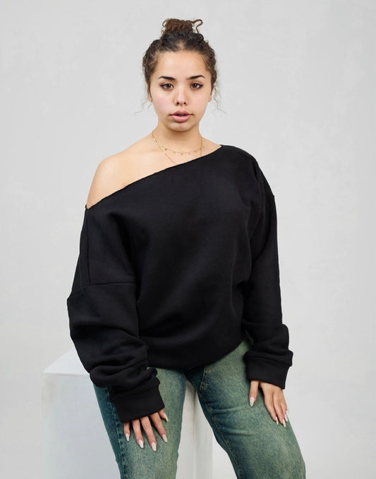 Asia black off shoulder sweater